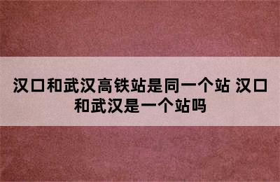 汉口和武汉高铁站是同一个站 汉口和武汉是一个站吗